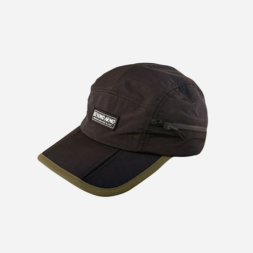 Beyond Arno foldable trail cap with zipped pocket in pine, side view