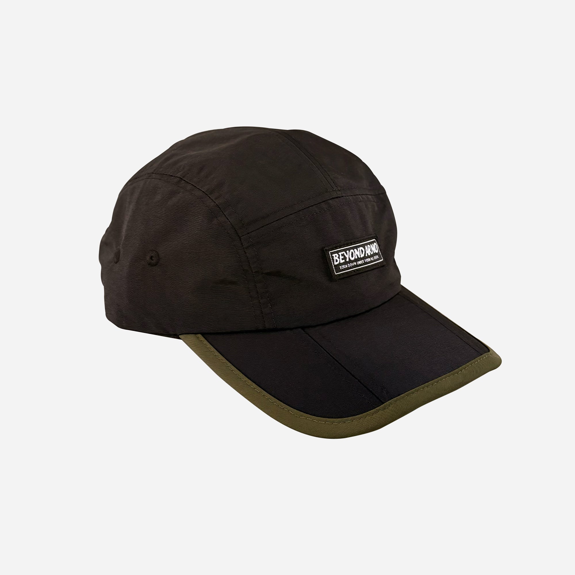 Beyond Arno foldable trail cap with zipped pocket in pine, right side view