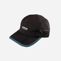 Beyond Arno foldable trail cap with zipped pocket in teal, side view
